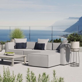 Modway Saybrook Outdoor Patio Upholstered 4-Piece Sectional Sofa - Gray - Lifestyle