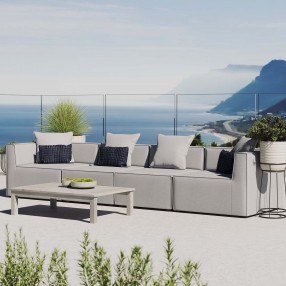 Modway Saybrook Outdoor Patio Upholstered 4-Piece Sectional Sofa - Gray - Lifestyle