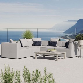 Modway Saybrook Outdoor Patio Upholstered 5-Piece Sectional Sofa - Gray - Lifestyle