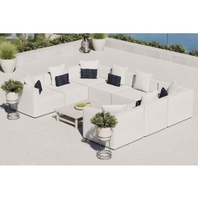 Modway Saybrook Outdoor Patio Upholstered 8-Piece Sectional Sofa - White - Lifestyle