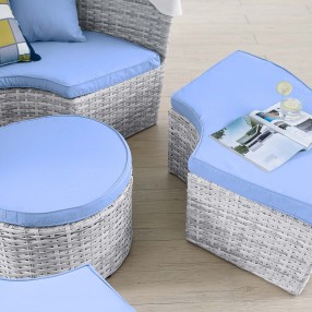 Modway Scottsdale Canopy Outdoor Patio Daybed in Light Gray Light Blue - Lifestyle