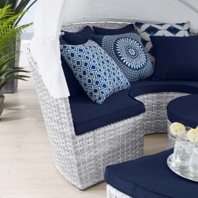 Modway Scottsdale Canopy Sunbrella® Outdoor Patio Daybed in Light Gray Navy - Lifestyle
