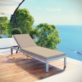Modway Shore Outdoor Patio Aluminum Chaise with Cushions in Silver Beige - Lifestyle