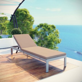 Modway Shore Outdoor Patio Aluminum Chaise with Cushions - Silver Mocha - Lifestyle