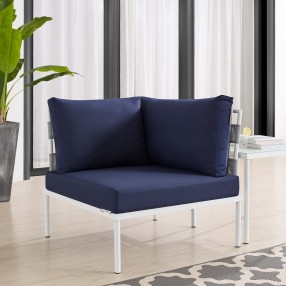 Modway Harmony Sunbrella® Outdoor Patio Aluminum Corner Chair in Gray Navy - Lifestyle