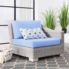 Modway Conway Outdoor Patio Wicker Rattan Right-Arm Chair in Light Blue - Lifestyle