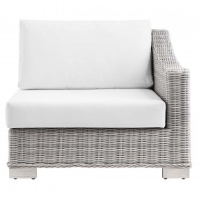 Modway Conway Outdoor Patio Wicker Rattan Right-Arm Chair in Light Gray White - Front Angle
