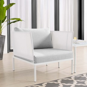 Modway Harmony Sunbrella® Outdoor Patio Aluminum Armchair in White Gray - Lifestyle