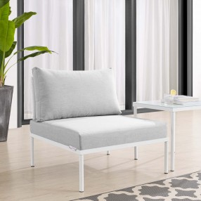 Modway Harmony Sunbrella® Outdoor Patio Aluminum Armless Chair in White Gray - Lifestyle