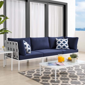 Modway Harmony Sunbrella® Outdoor Patio Aluminum Sofa in Gray Navy - Lifestyle