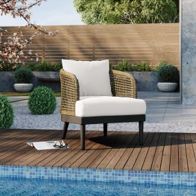 Modway Meadow Outdoor Patio Armchair in Natural White - Lifestyle