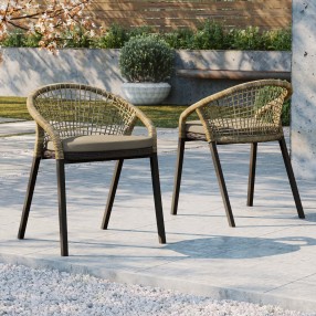 Modway Meadow Outdoor Patio Dining Chairs in Natural Taupe - Lifestyle