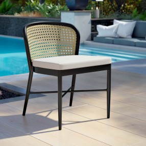 Modway Melbourne Outdoor Patio Dining Side Chair - Ivory White - Lifestyle