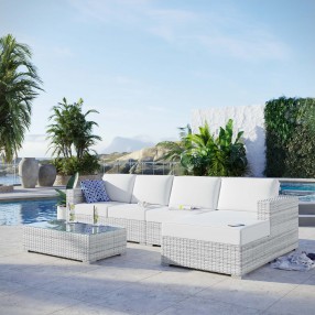 Modway Convene 4-Piece Outdoor Patio Sectional Set - Light Gray White - Lifestyle