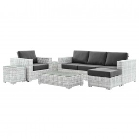 Modway Convene 6-Piece Outdoor Patio Set - Light Gray Charcoal - Set in Front Side Angle