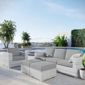 Modway Convene 4-Piece Outdoor Patio Set in Light Gray Gray - Lifestyle