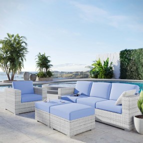 Modway Convene 4-Piece Outdoor Patio Set - Light Gray Light Blue - Lifestyle