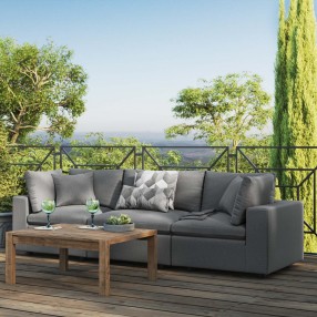 Modway Commix Overstuffed Outdoor Patio Sofa - Charcoal - Lifestyle