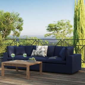 Modway Commix Overstuffed Outdoor Patio Sofa - Navy - Lifestyle