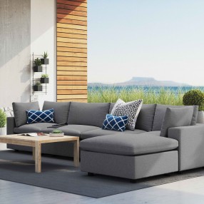 Modway Commix 5-Piece Sunbrella® Outdoor Patio Sectional Sofa - Gray - Lifestyle