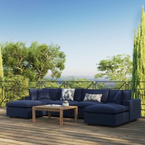 Modway Commix 6-Piece Outdoor Patio Sectional Sofa - Navy - Lifestyle