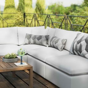 Modway Commix 5-Piece Outdoor Patio Sectional Sofa - White - Lifestyle