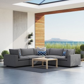 Modway Commix 5-Piece Sunbrella® Outdoor Patio Sectional Sofa - Gray - Lifestyle