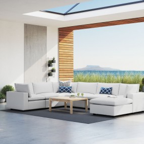 Modway Commix 7-Piece Sunbrella® Outdoor Patio Sectional Sofa - White - Lifestyle