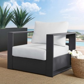 Modway Tahoe Outdoor Patio Powder-Coated Aluminum Armchair - Gray White - Lifestyle
