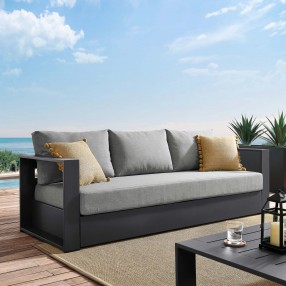 Modway Tahoe Outdoor Patio Powder-Coated Aluminum Sofa - Gray Gray - Lifestyle