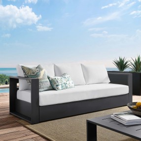 Modway Tahoe Outdoor Patio Powder-Coated Aluminum Sofa - Gray White - Lifestyle