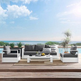 Modway Tahoe Outdoor Patio Powder-Coated Aluminum 4-Piece Set - White Charcoal - Lifestyle