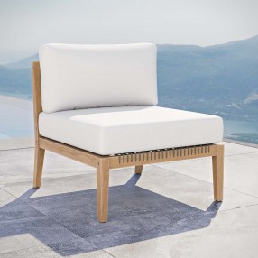 Modway Clearwater Outdoor Patio Teak Wood Armless Chair - Gray White - Lifestyle