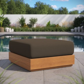 Modway Tahoe Outdoor Patio Acacia Wood Ottoman