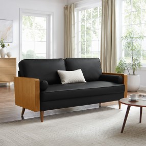 Modway Kellan Vegan Leather Sofa Black