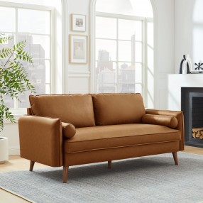 Modway Revive Upholstered Vegan Leather Sofa Tan 
