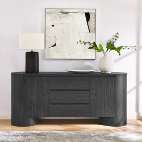 Modway Duval 71" Rounded Sideboard Storage Cabinet Black
