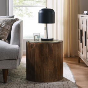 Modway Truett Round Wood Rattan Side Table