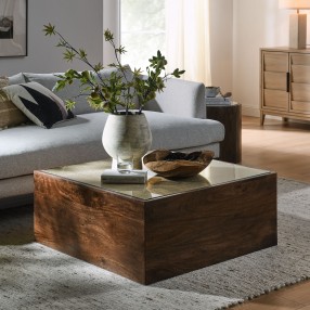 Modway Truett Square Wood Rattan Coffee Table Room VIew