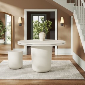 Modway Brion 48" Indoor - Outdoor Patio Concrete Round Dining Table White 1