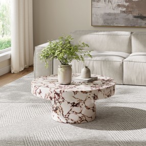 Modway Alora Indoor - Outdoor Patio Concrete Round Coffee Table Red 