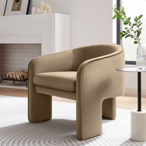 Modway Greer Performance Velvet Upholstered Accent Armchair Gray