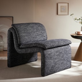 Modway Dune Boucle Upholstered Armless Accent Chair Charcoal