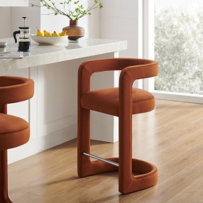 Modway Winslow Performance Velvet Counter Stool Rust