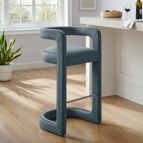 Modway Winslow Performance Velvet Bar Stool Blue