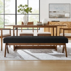 Modway Lyra 63" Boucle Upholstered Bench Black