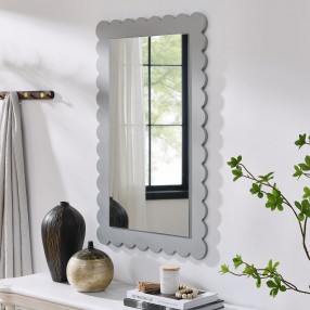 Modway Emmeline Scalloped Rectangle Wall Mirror Gray