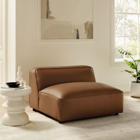 Modway Auren Upholstered Vegan Leather Modular Armless Chair Coffee