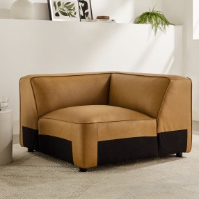 Modway Auren Upholstered Vegan Leather Modular Corner Chair Camel
