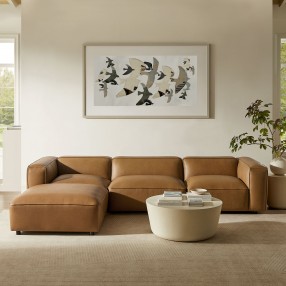 Modway Auren 4-Piece Vegan Leather Modular Sofa Set Camel